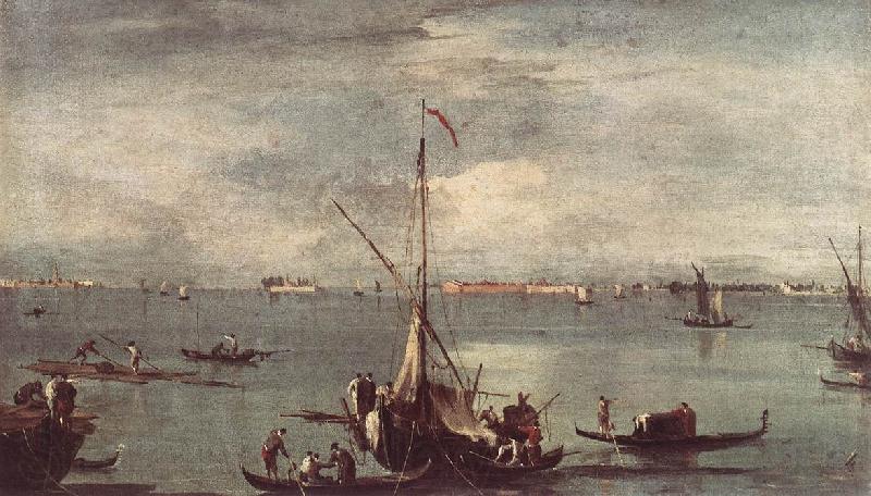 GUARDI, Francesco The Lagoon with Boats, Gondolas, and Rafts kug Norge oil painting art